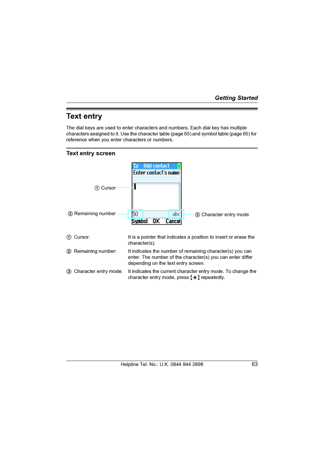 Panasonic KW-WP1050E operating instructions Text entry screen 