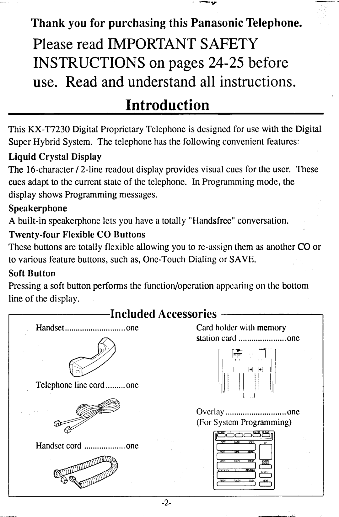 Panasonic KX -T7230 manual Ffi 