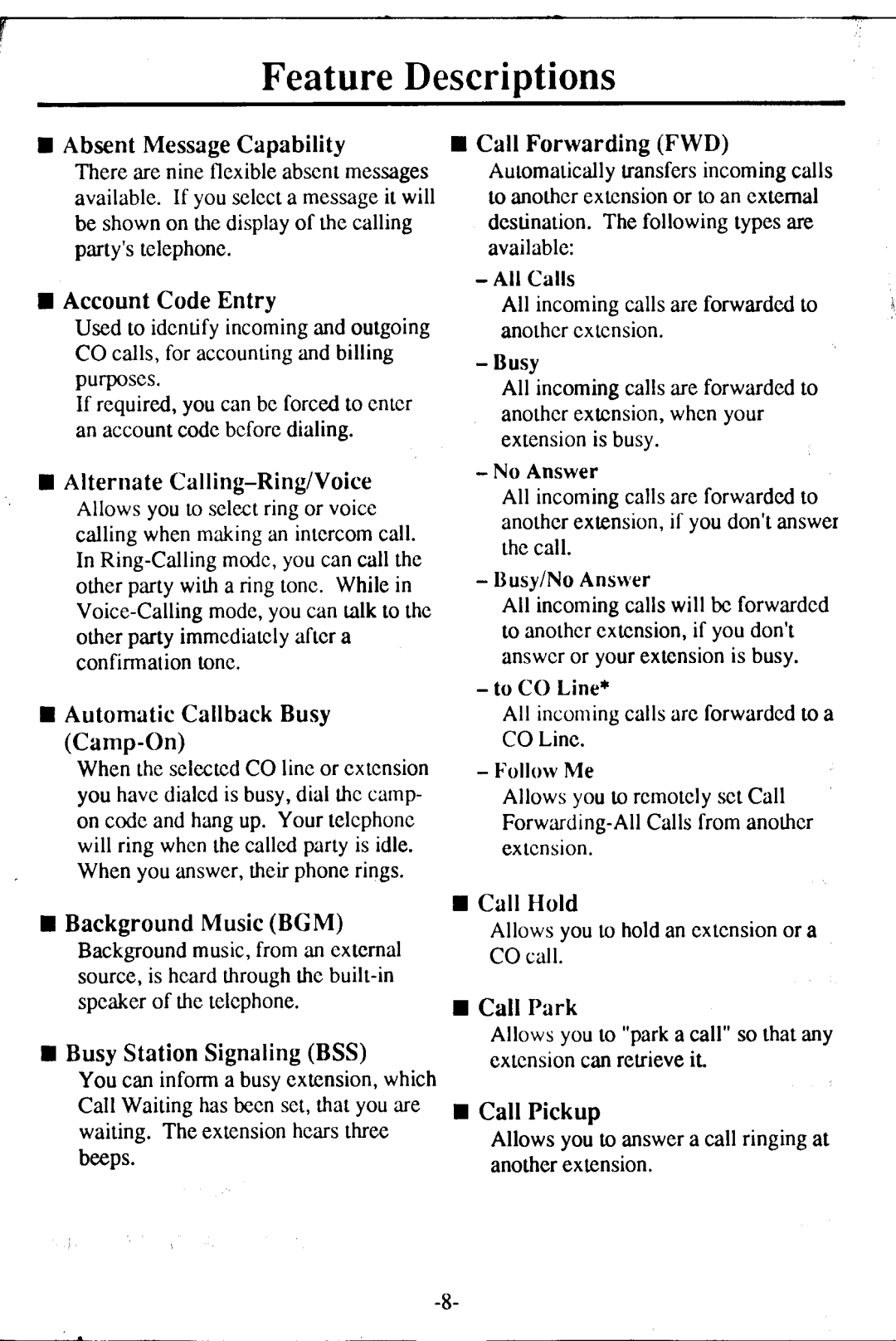 Panasonic KX -T7230 manual FeatureDescriptions, AccountCodeEntry 