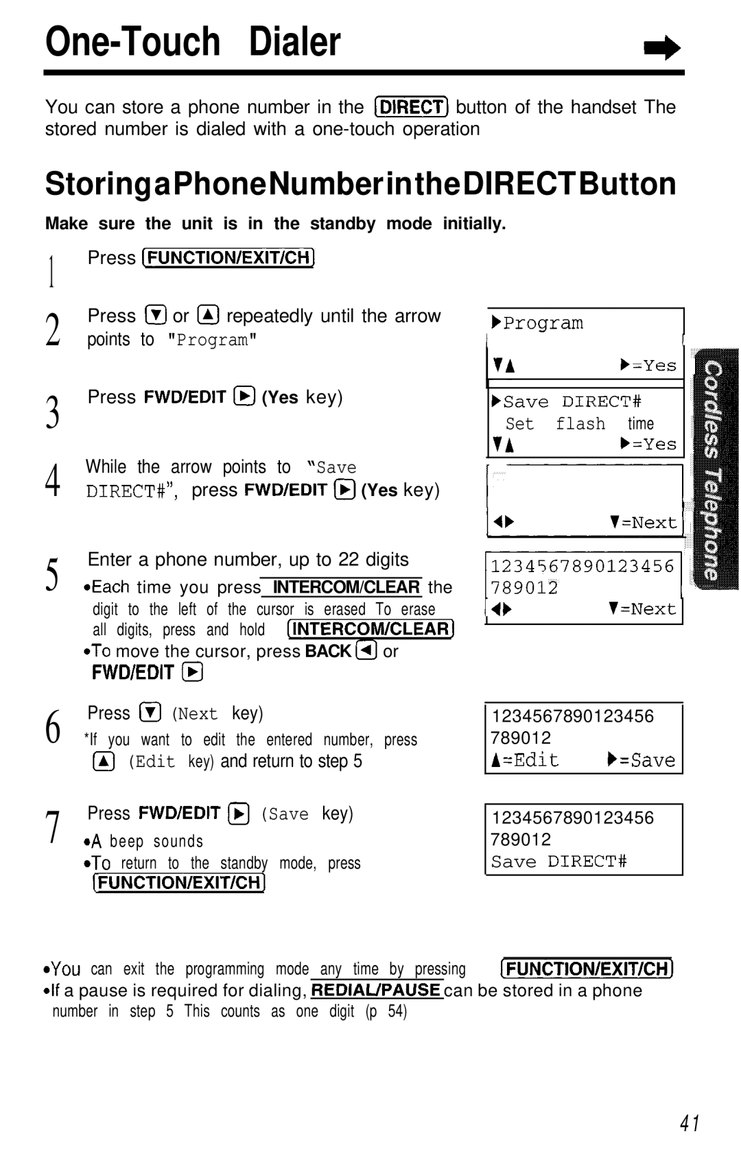 Panasonic KX- TG2583B manual One-Touch Dialer, StoringaPhoneNumberintheDIRECTButton 