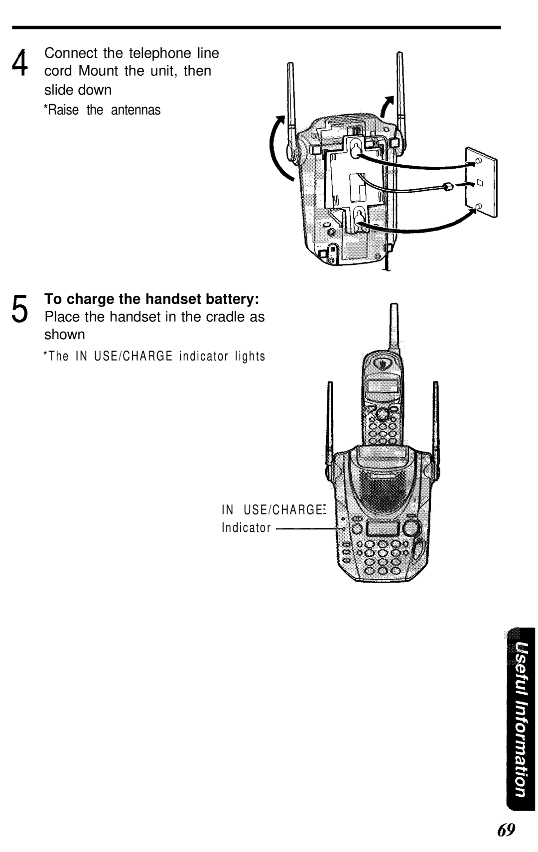 Panasonic KX- TG2583B manual To charge the handset battery, Place the handset in the cradle as shown 