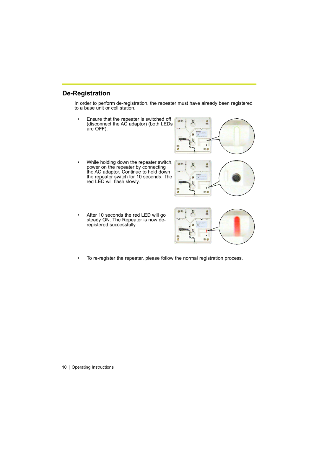 Panasonic KX-A272 operating instructions De-Registration 