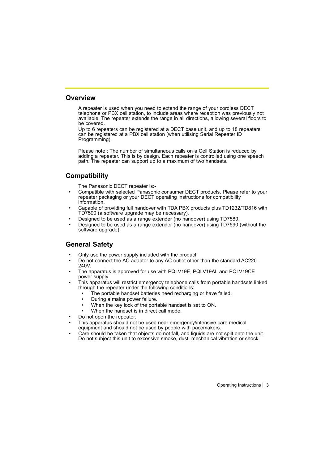 Panasonic KX-A272 operating instructions Overview, Compatibility, General Safety 