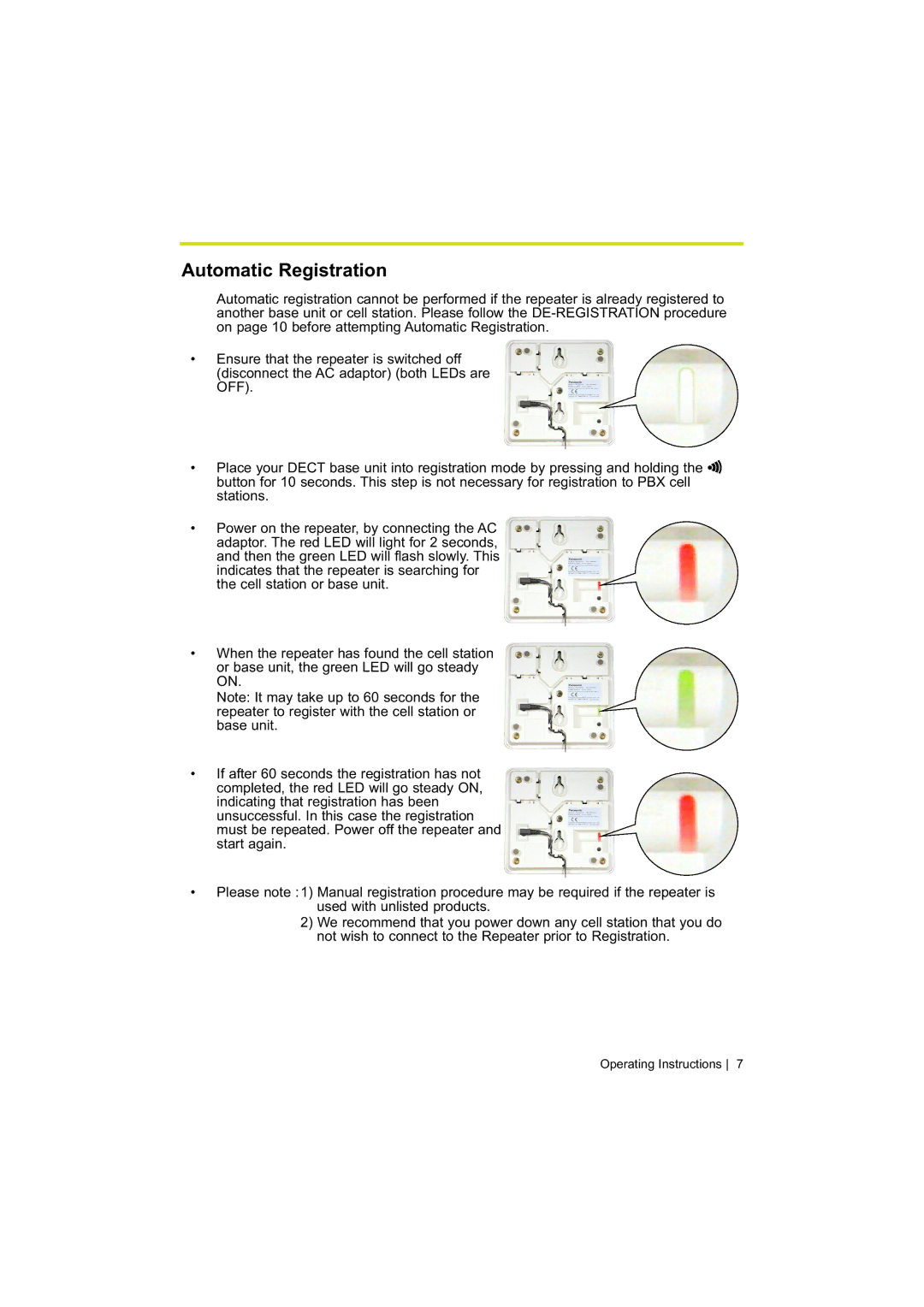 Panasonic KX-A272 operating instructions Automatic Registration 