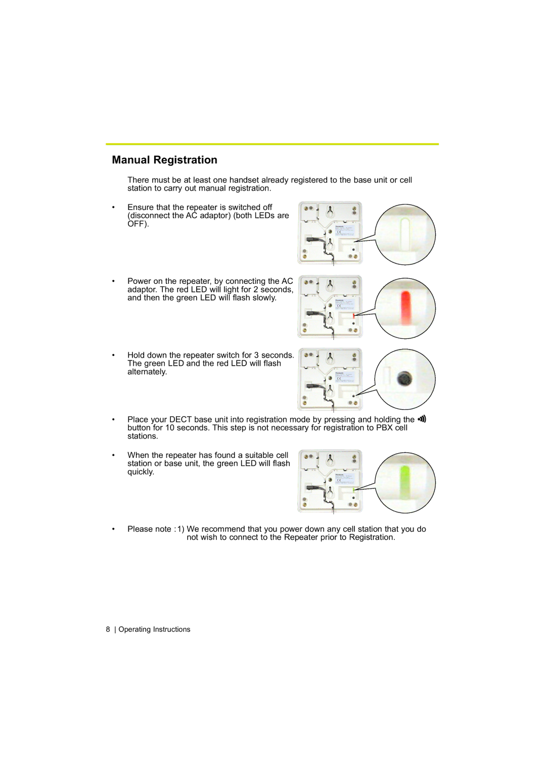 Panasonic KX-A272 operating instructions Manual Registration 