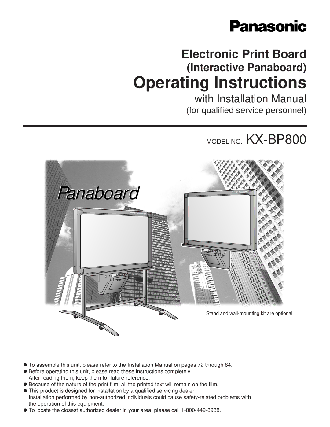 Panasonic KX-BP800 operating instructions Panaboard 