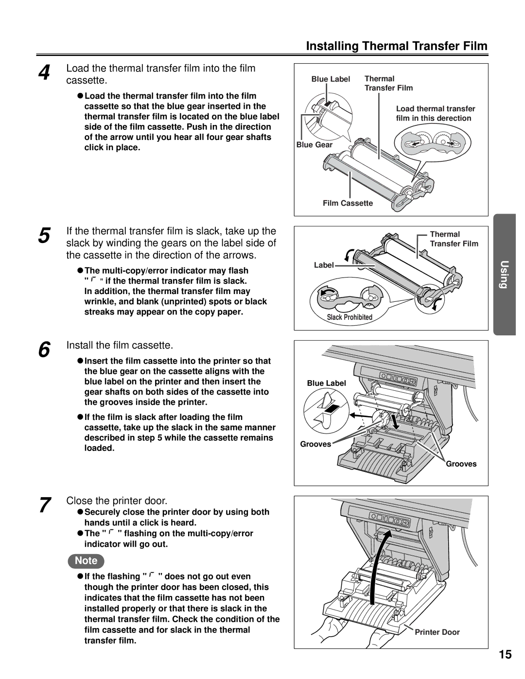 Panasonic KX-BP800 Installing Thermal Transfer Film, Load the thermal transfer film into the film cassette 