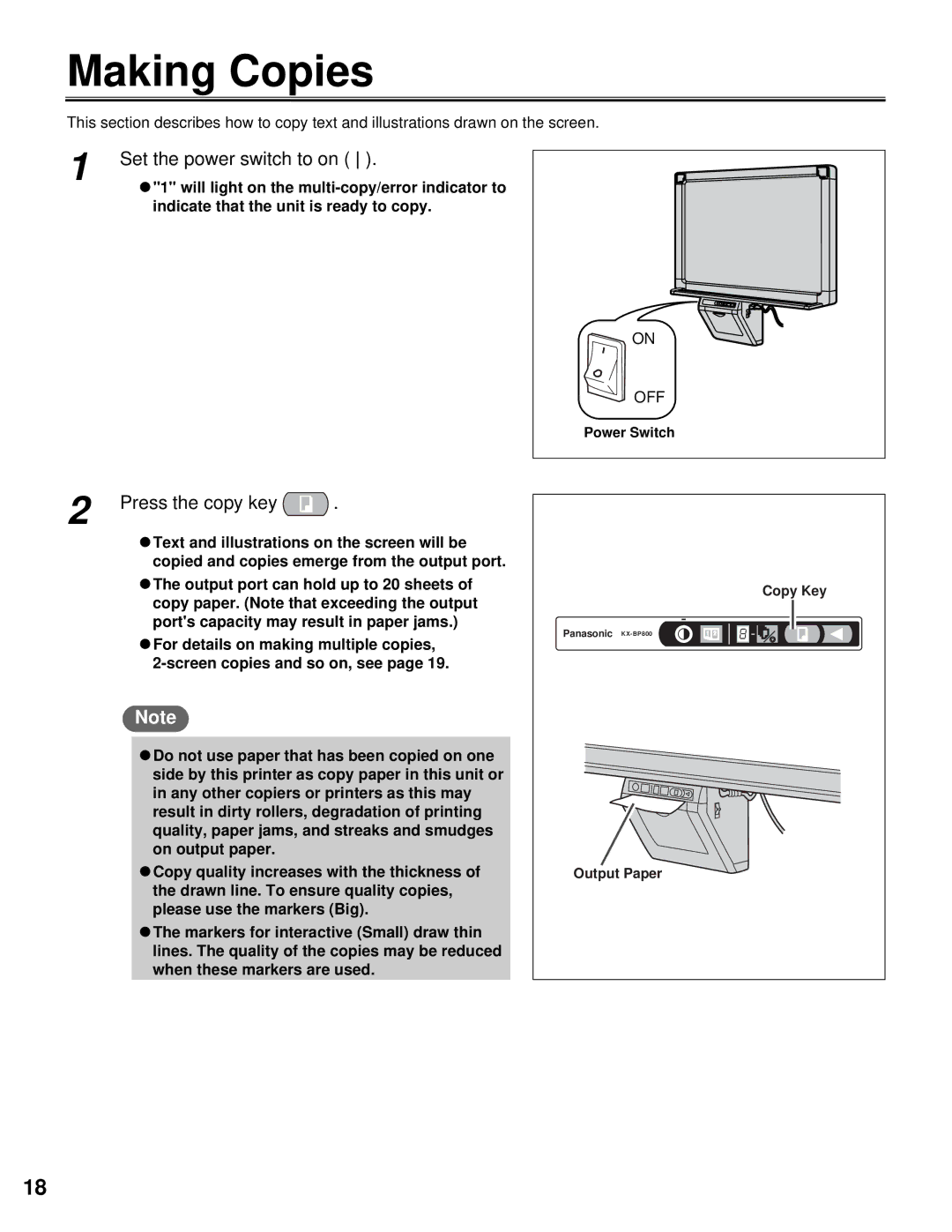 Panasonic KX-BP800 operating instructions Making Copies, Press the copy key 