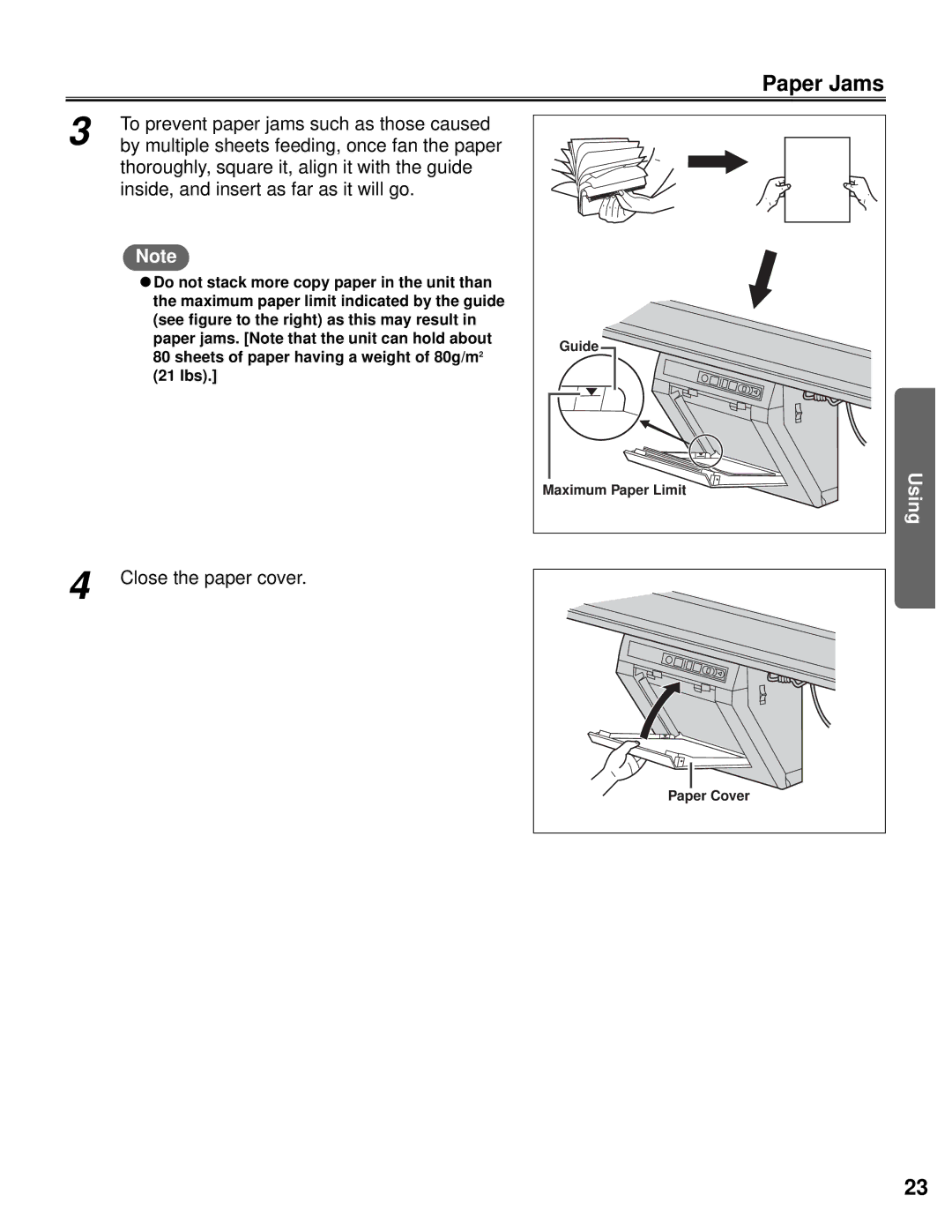 Panasonic KX-BP800 operating instructions Guide Maximum Paper Limit 