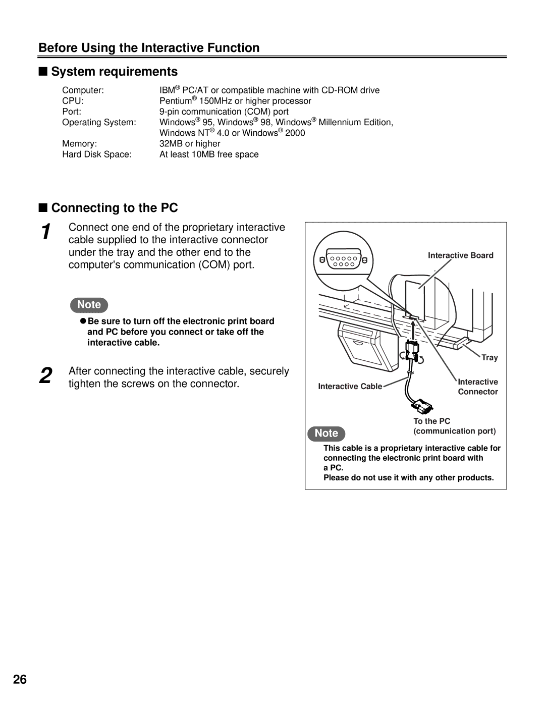 Panasonic KX-BP800 operating instructions Before Using the Interactive Function System requirements, Connecting to the PC 