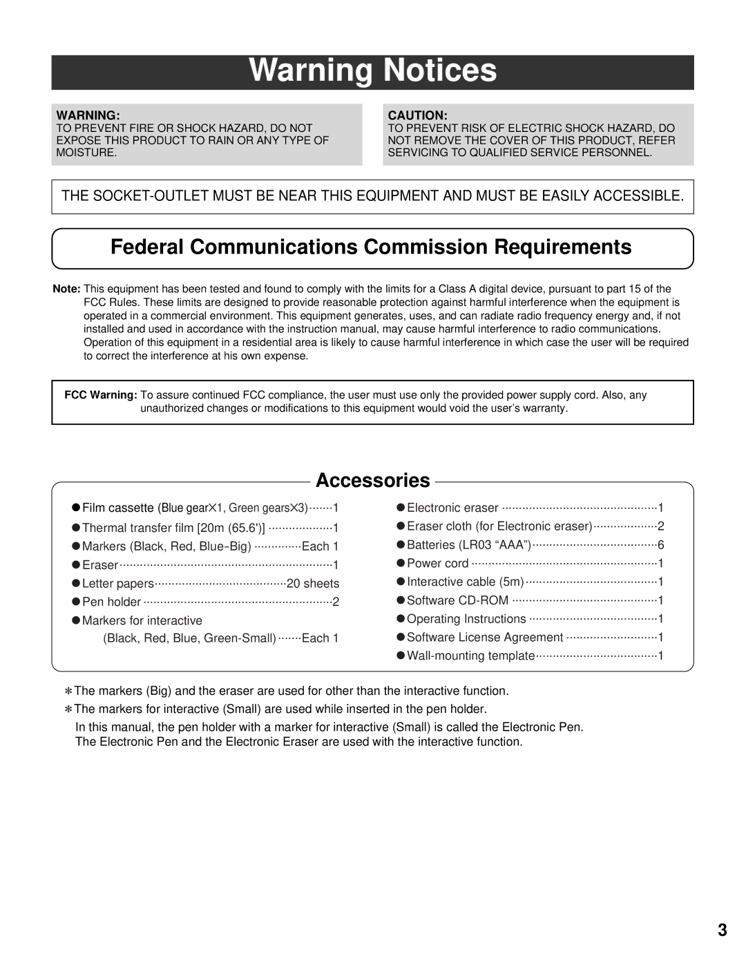 Panasonic KX-BP800 operating instructions Federal Communications Commission Requirements 