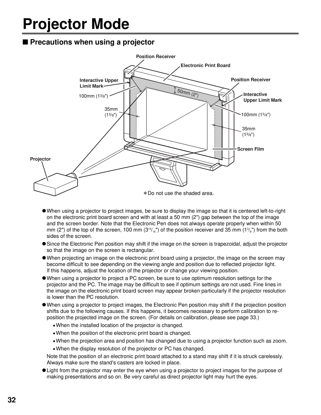 Panasonic KX-BP800 operating instructions Projector Mode, Precautions when using a projector 