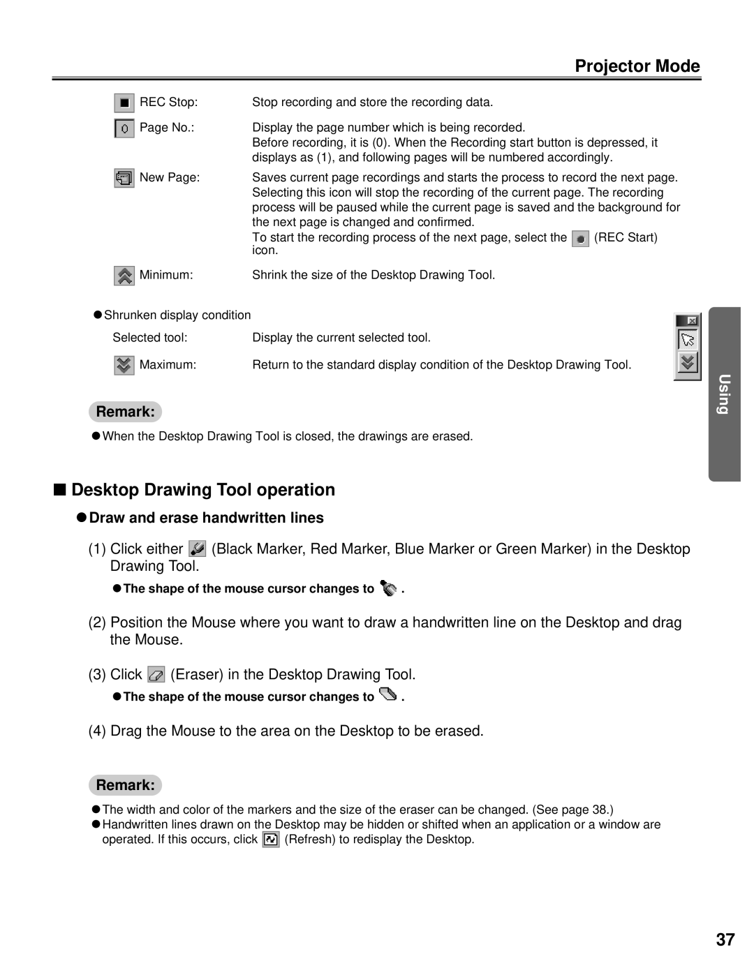 Panasonic KX-BP800 operating instructions Desktop Drawing Tool operation, CDraw and erase handwritten lines 