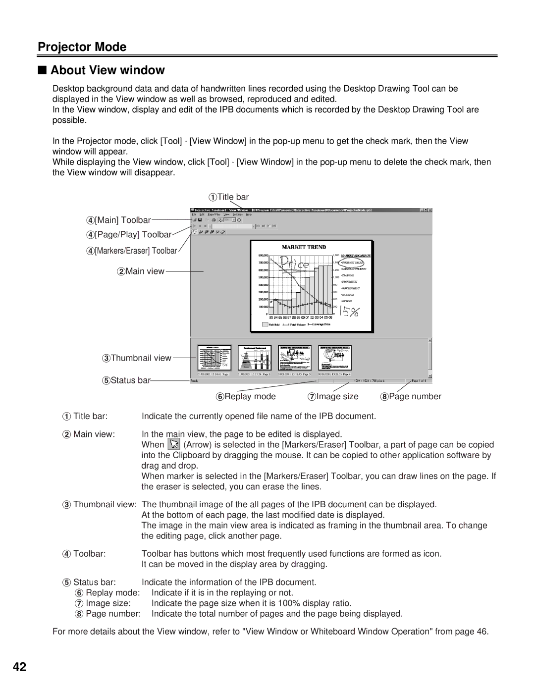 Panasonic KX-BP800 operating instructions Projector Mode About View window 