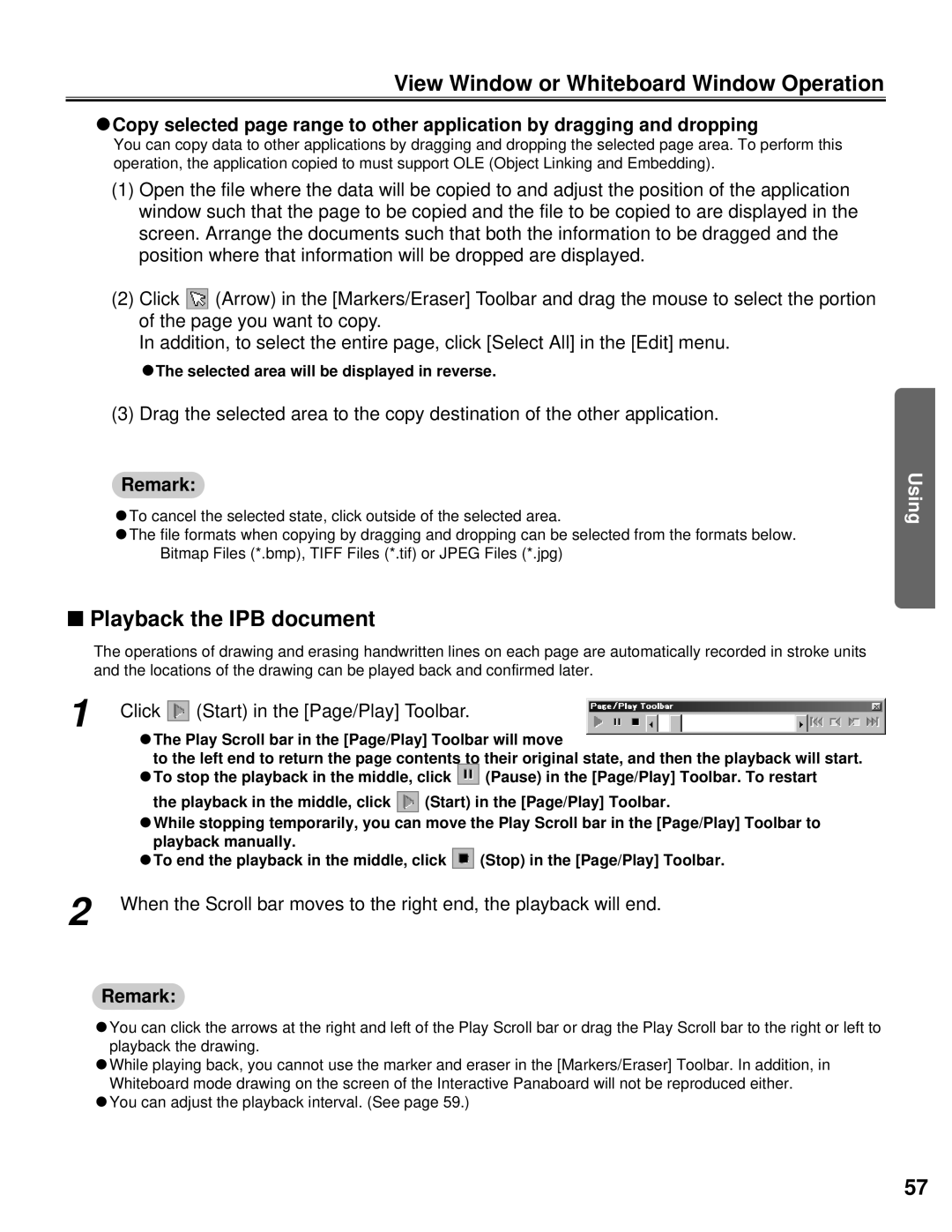 Panasonic KX-BP800 operating instructions Playback the IPB document, Click Start in the Page/Play Toolbar 