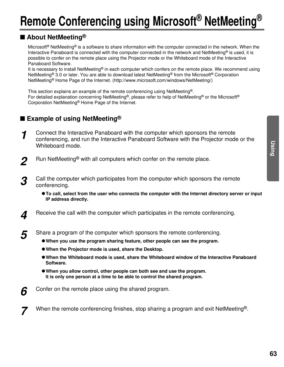 Panasonic KX-BP800 operating instructions About NetMeeting, Example of using NetMeeting, Whiteboard mode, Conferencing 