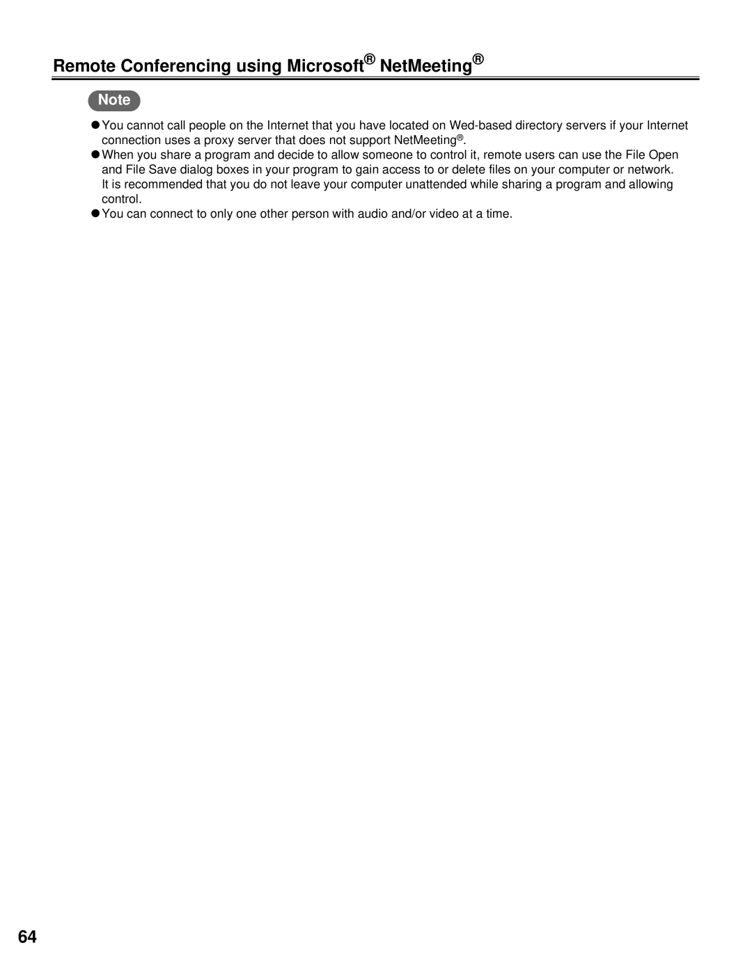 Panasonic KX-BP800 operating instructions Remote Conferencing using Microsoft NetMeeting 