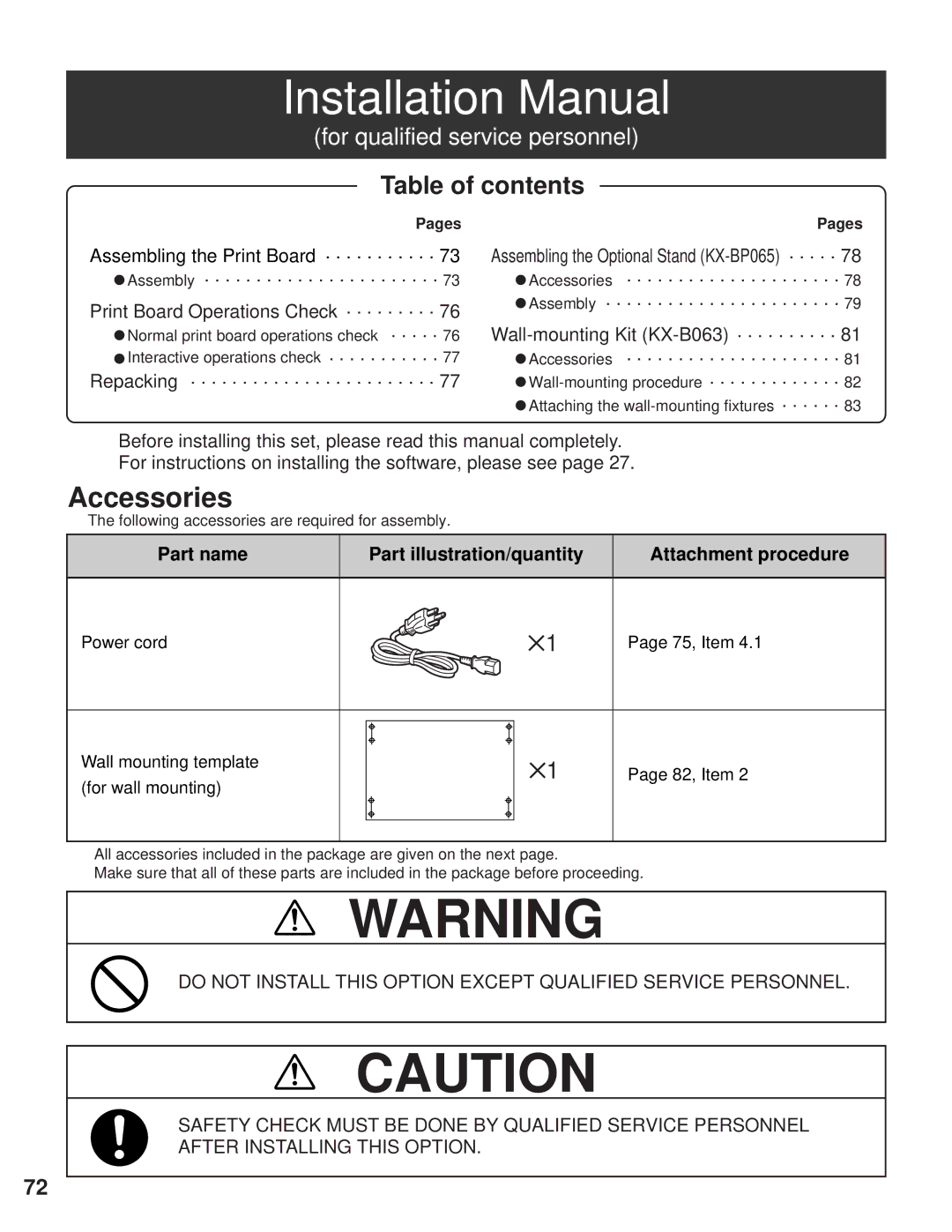 Panasonic KX-BP800 operating instructions Installation Manual 