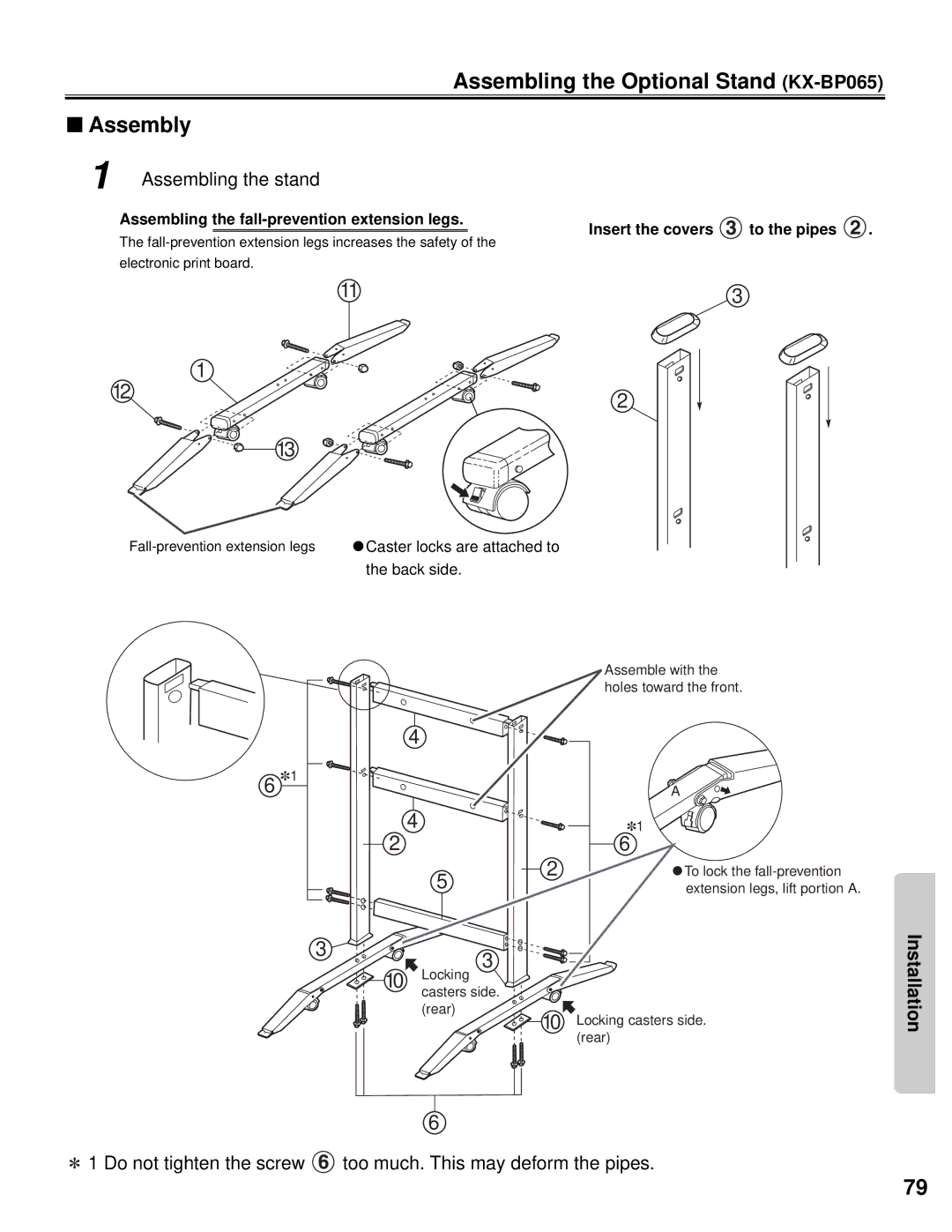 Panasonic KX-BP800 operating instructions Assembling the Optional Stand KX-BP065 Assembly, Assembling the stand 