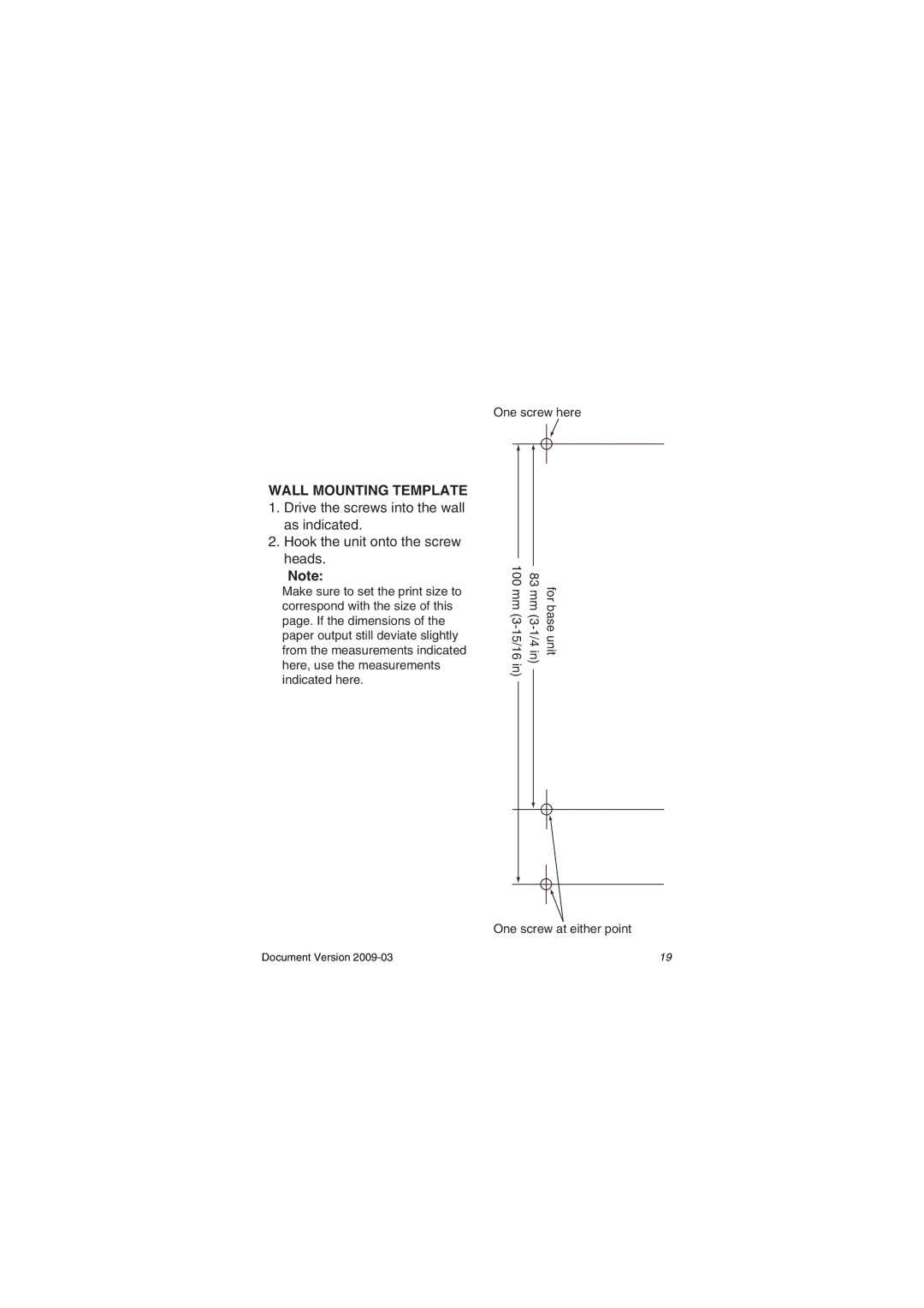 Panasonic KX-DT321 manual Wall Mounting Template 