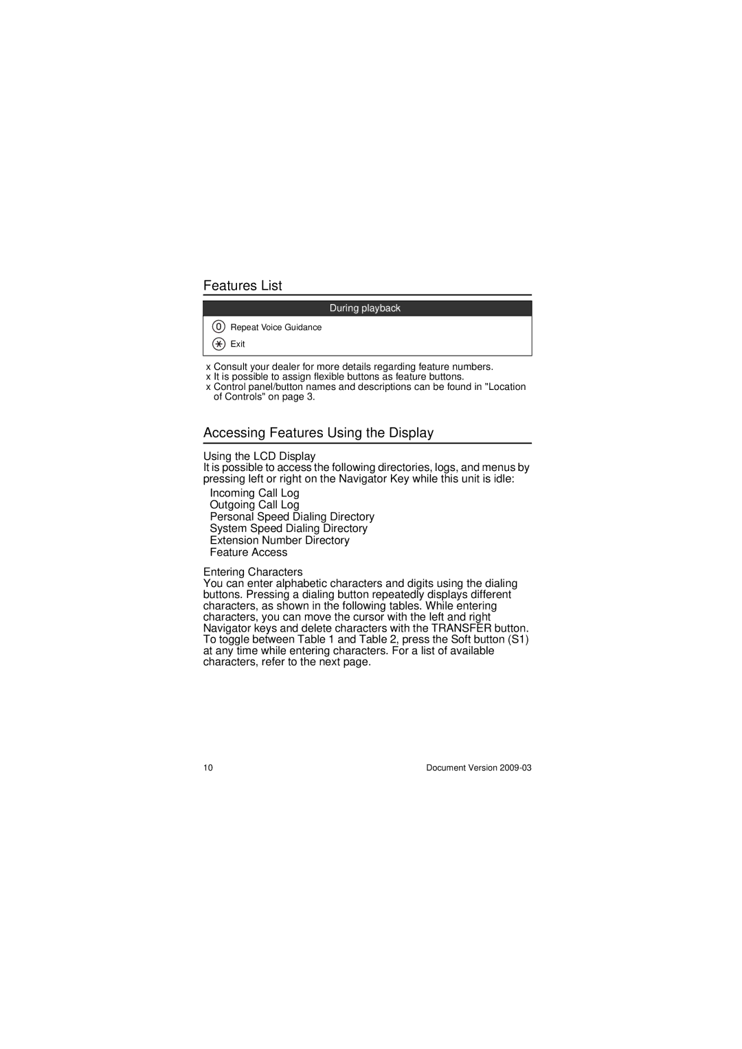 Panasonic KX-DT343, KX-DT346, KX-DT333 manual Accessing Features Using the Display, Using the LCD Display, During playback 