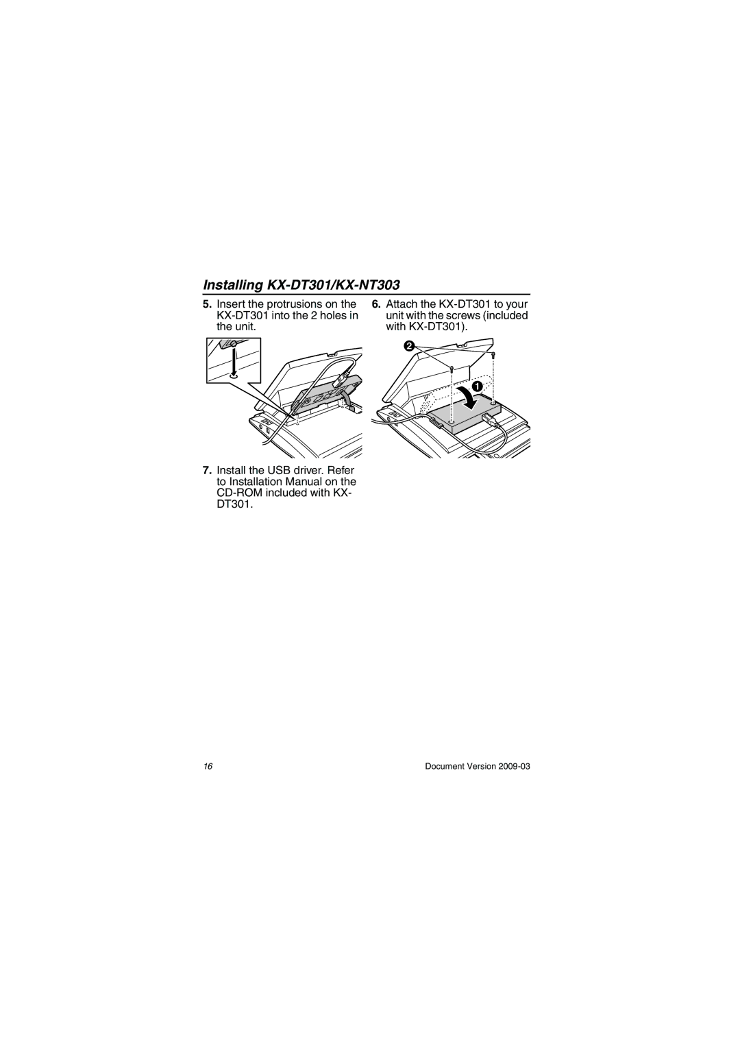 Panasonic KX-DT343, KX-DT346, KX-DT333 manual Installing KX-DT301/KX-NT303 