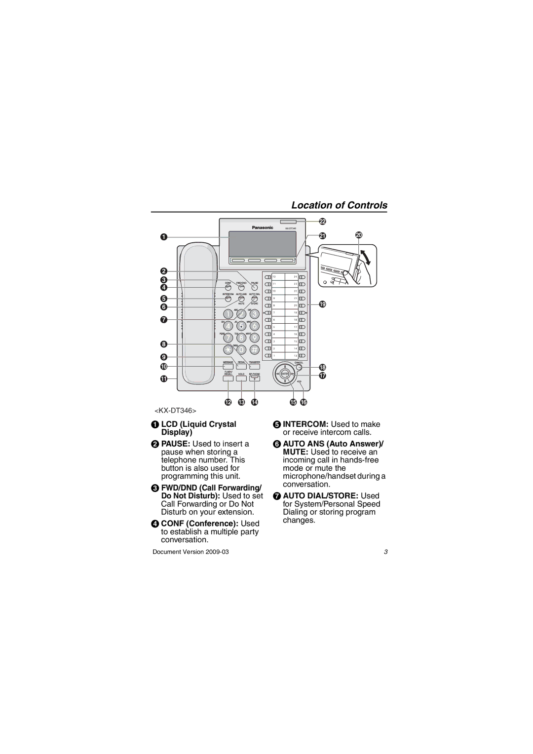 Panasonic KX-DT346, KX-DT343, KX-DT333 manual LCD Liquid Crystal Display 