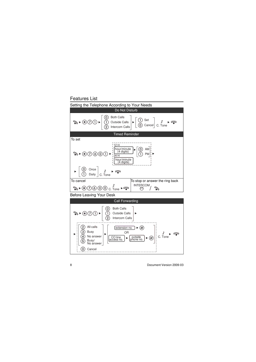 Panasonic KX-DT333 Setting the Telephone According to Your Needs, Before Leaving Your Desk, Do Not Disturb, Timed Reminder 