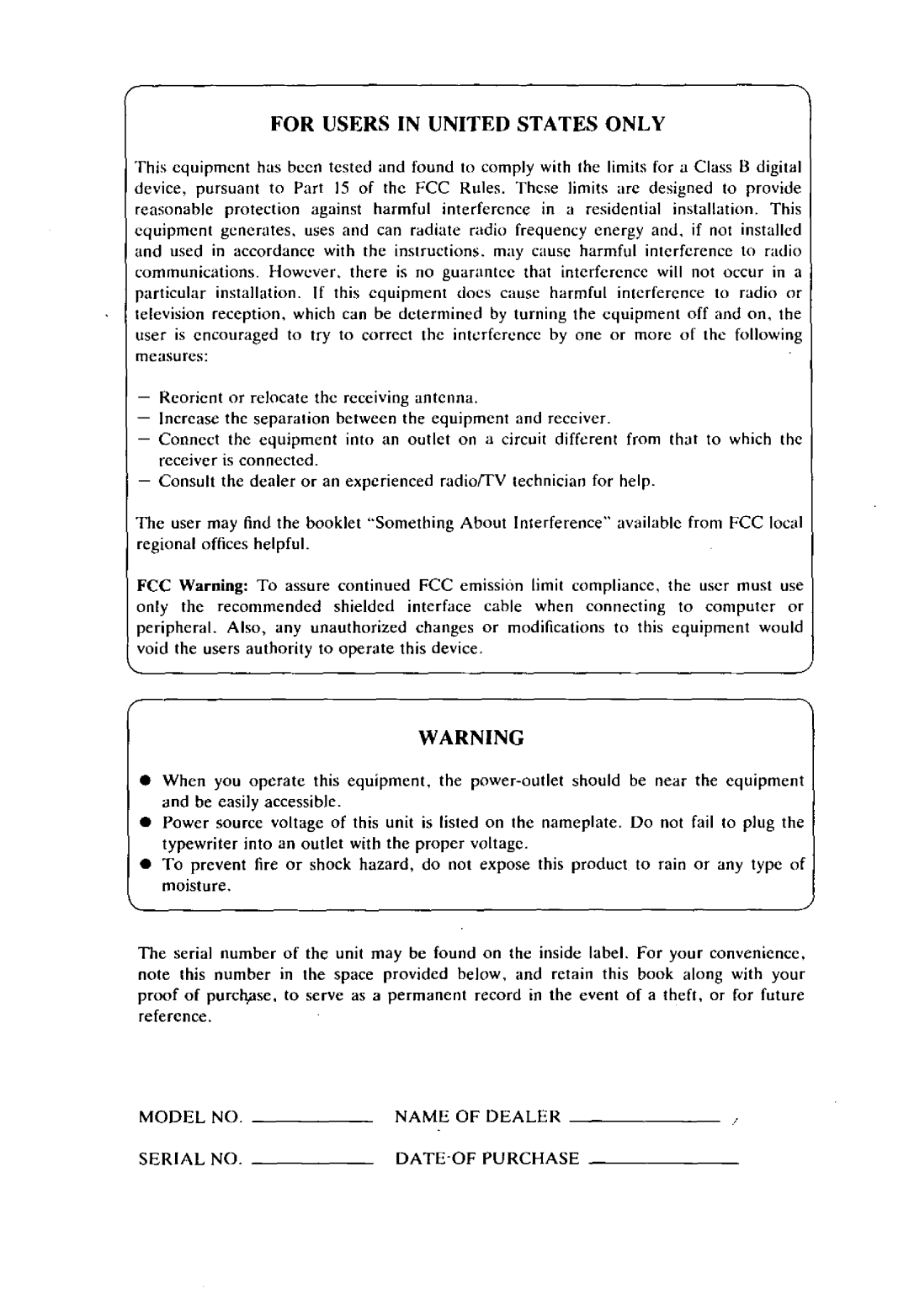 Panasonic KX-E2020 manual 