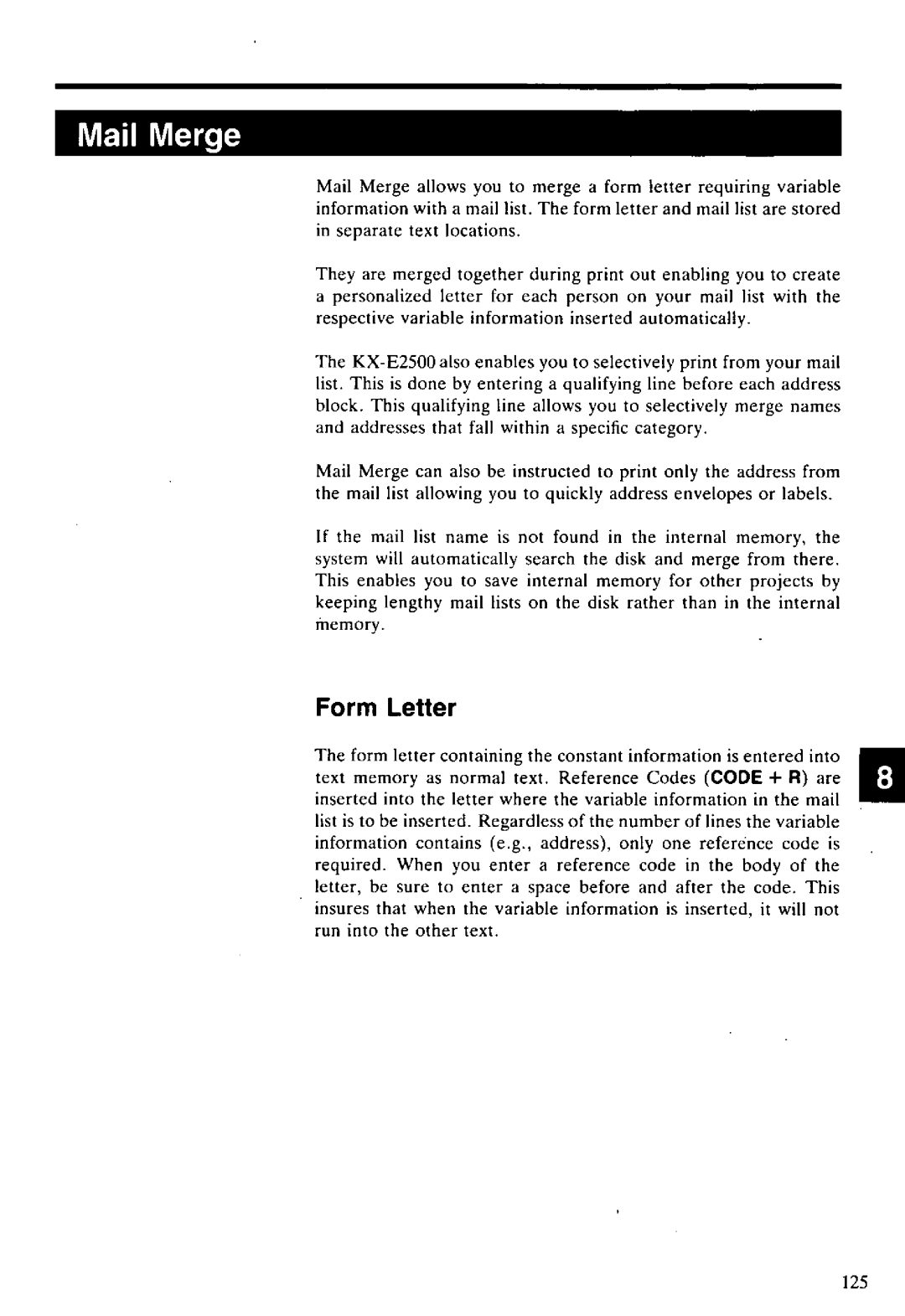 Panasonic KX-E2500 manual 