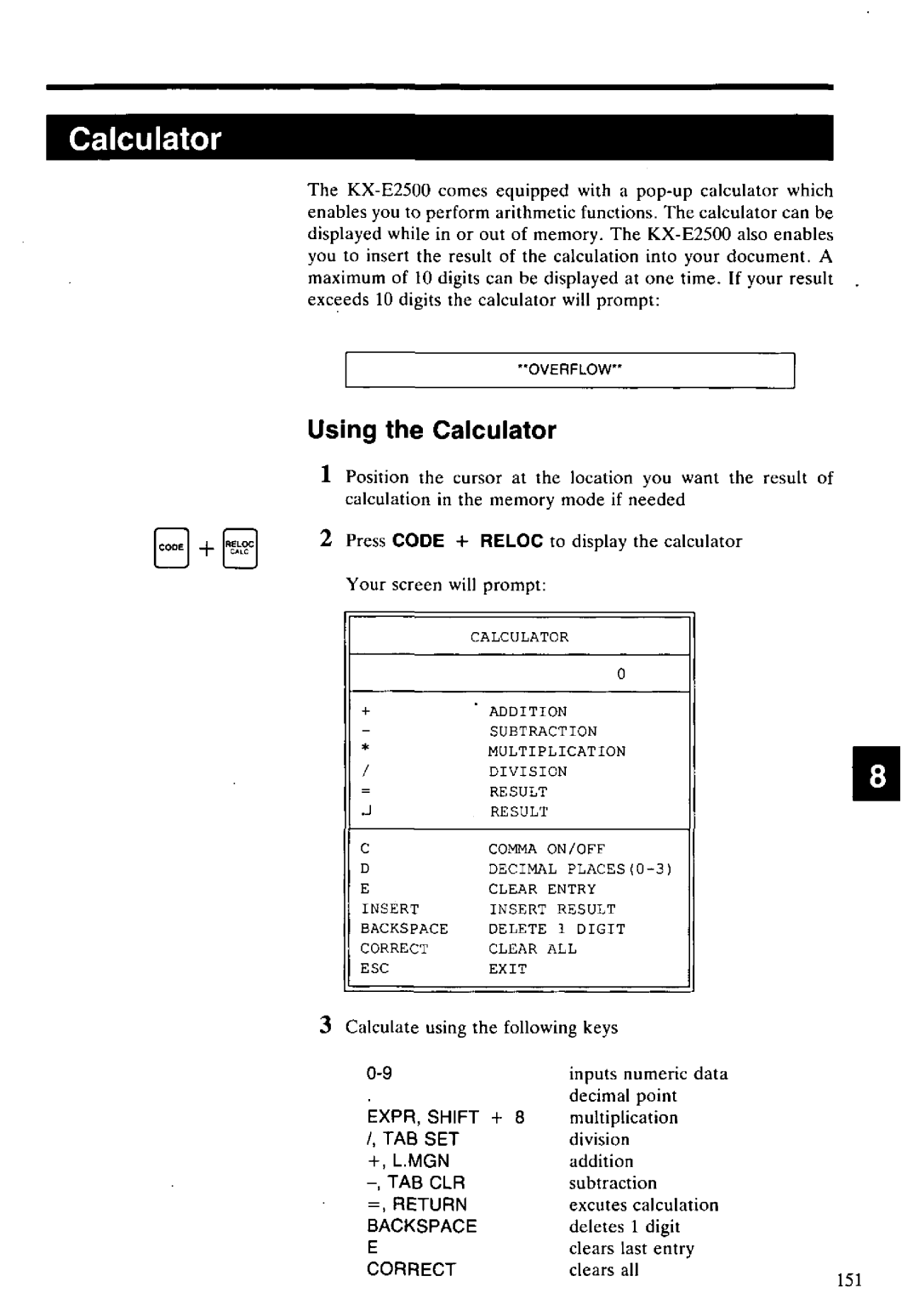 Panasonic KX-E2500 manual 