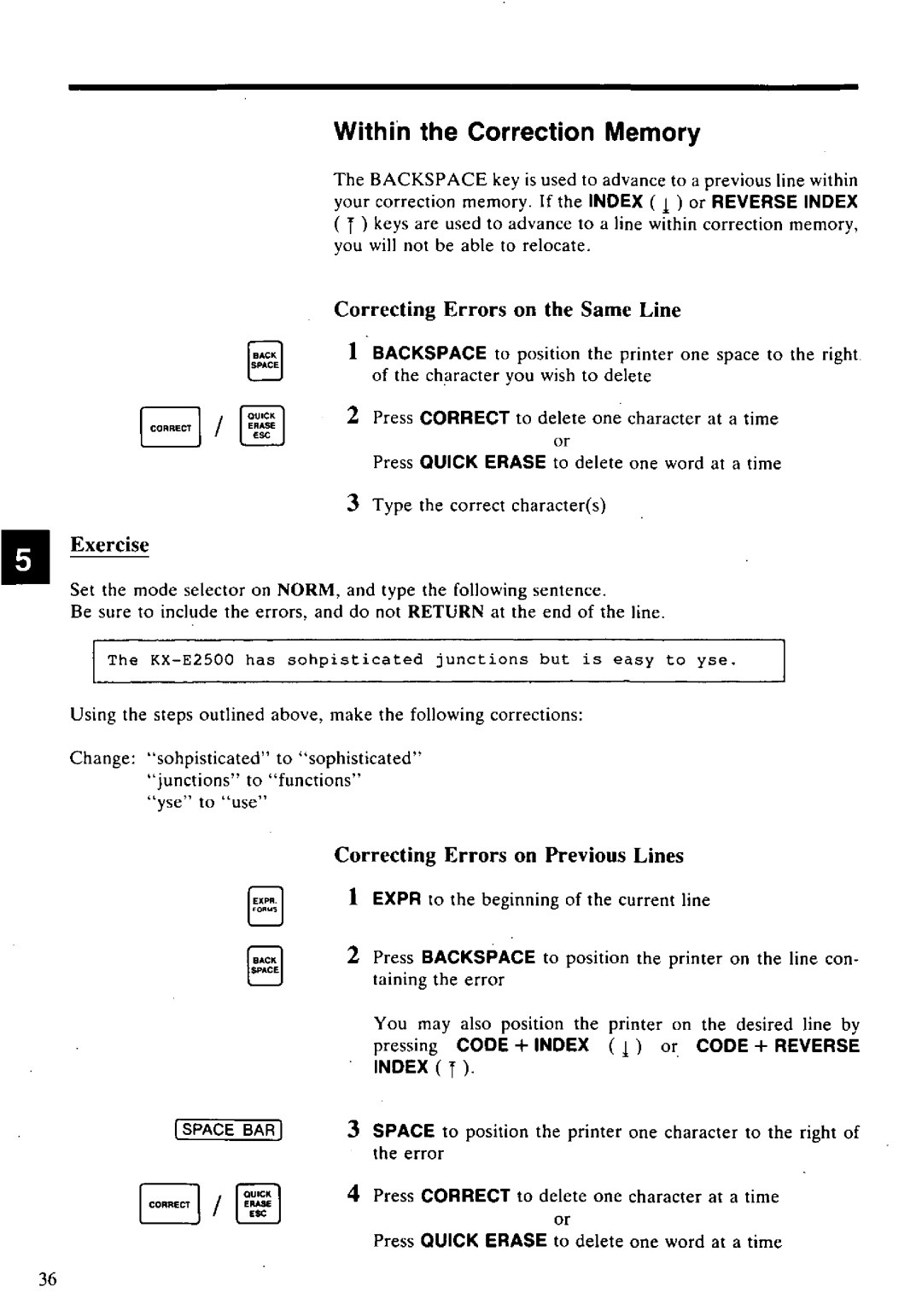 Panasonic KX-E2500 manual 