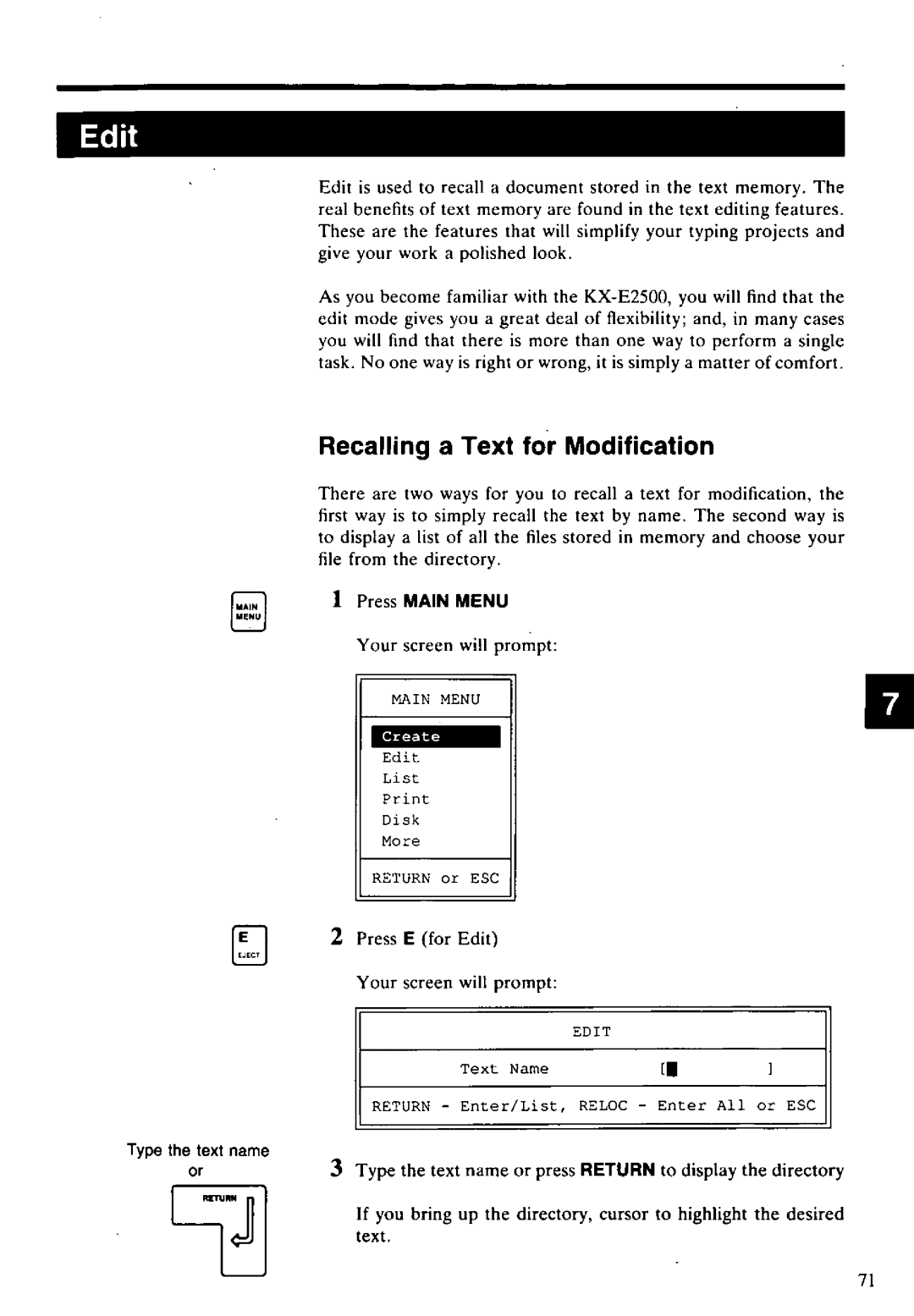 Panasonic KX-E2500 manual 