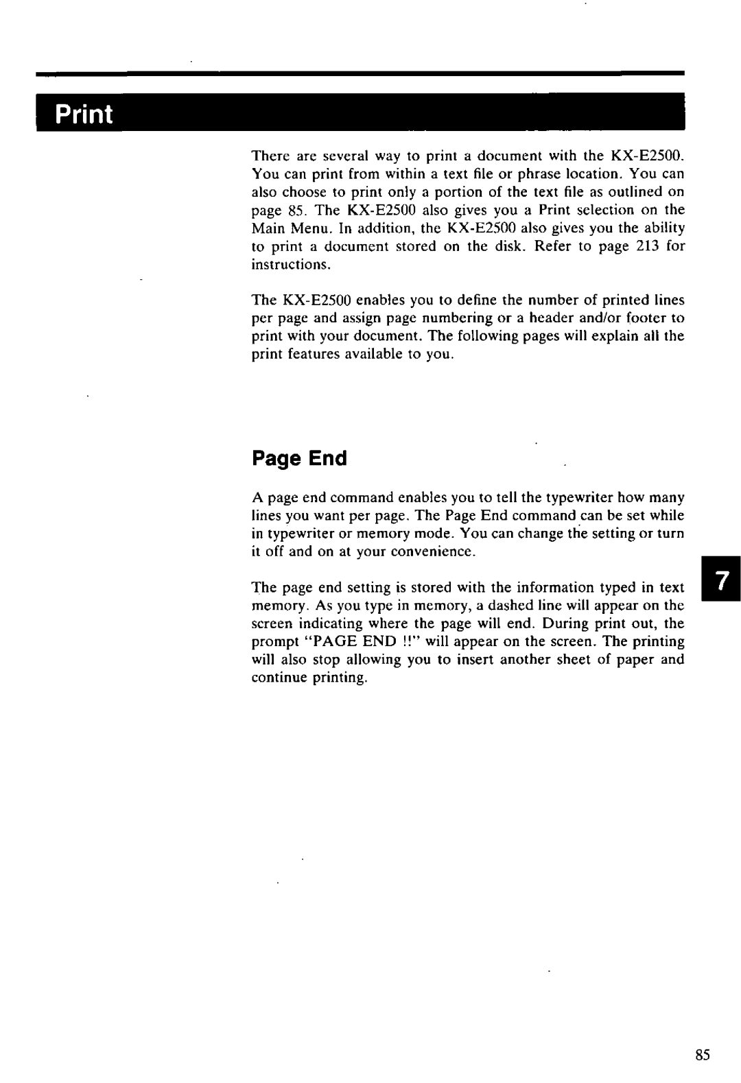 Panasonic KX-E2500 manual 