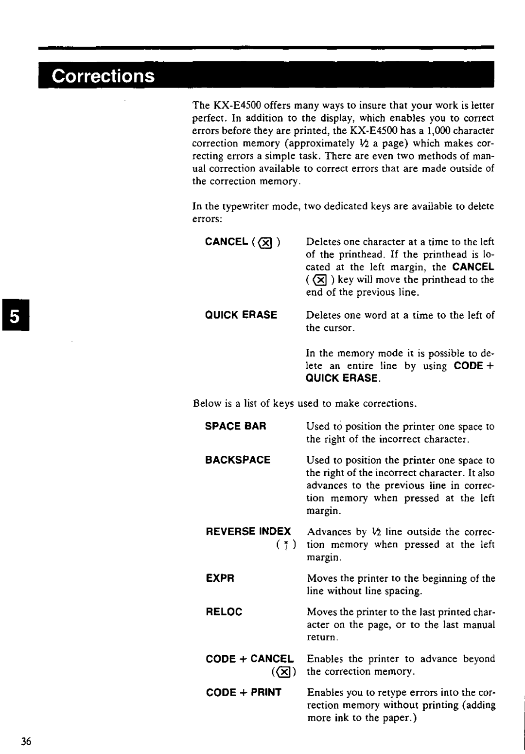 Panasonic KX-E4500 manual 