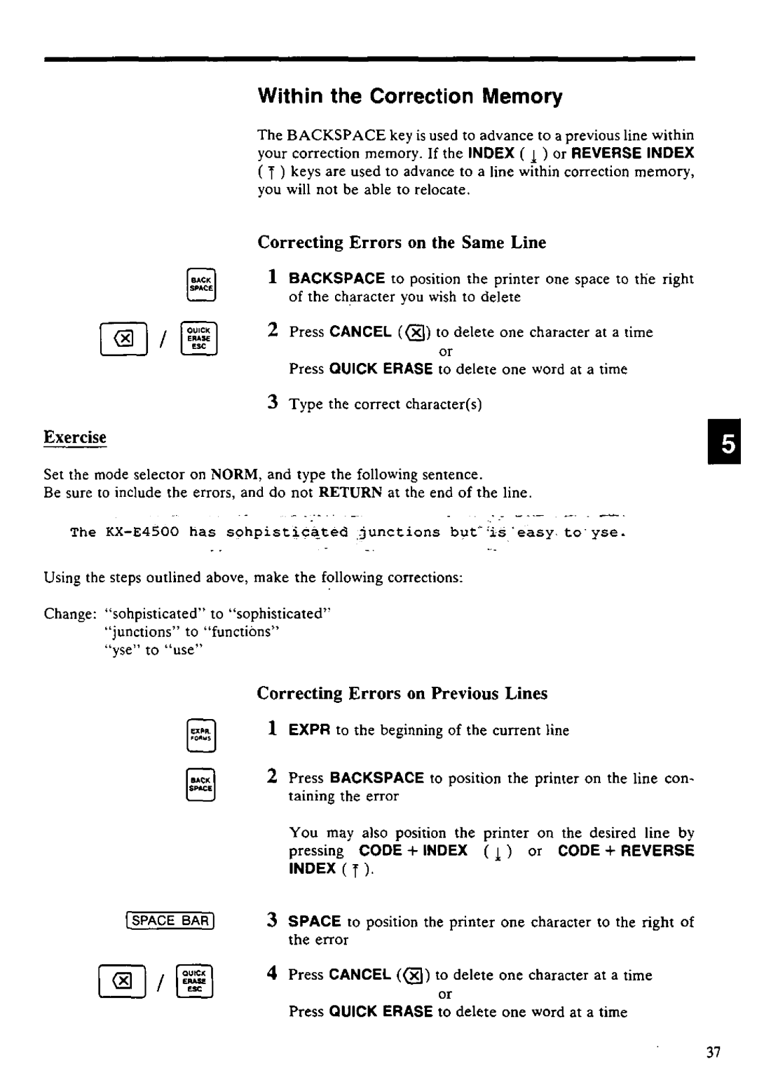 Panasonic KX-E4500 manual 