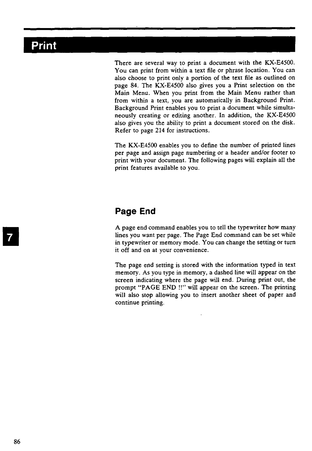 Panasonic KX-E4500 manual 