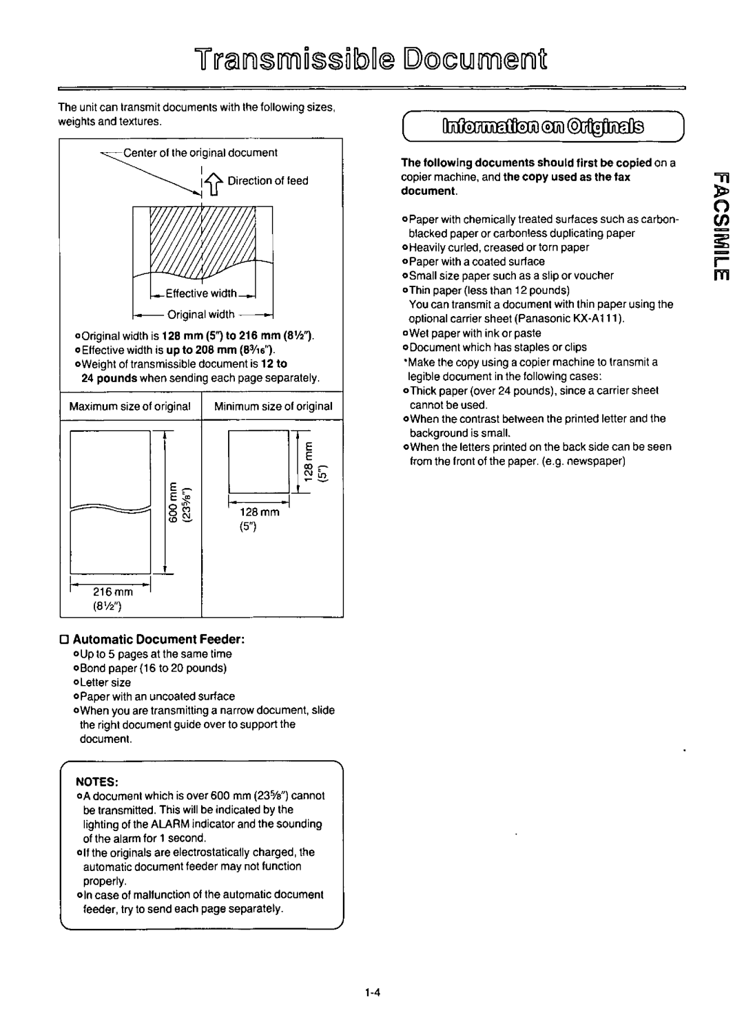 Panasonic KX-F100 manual 