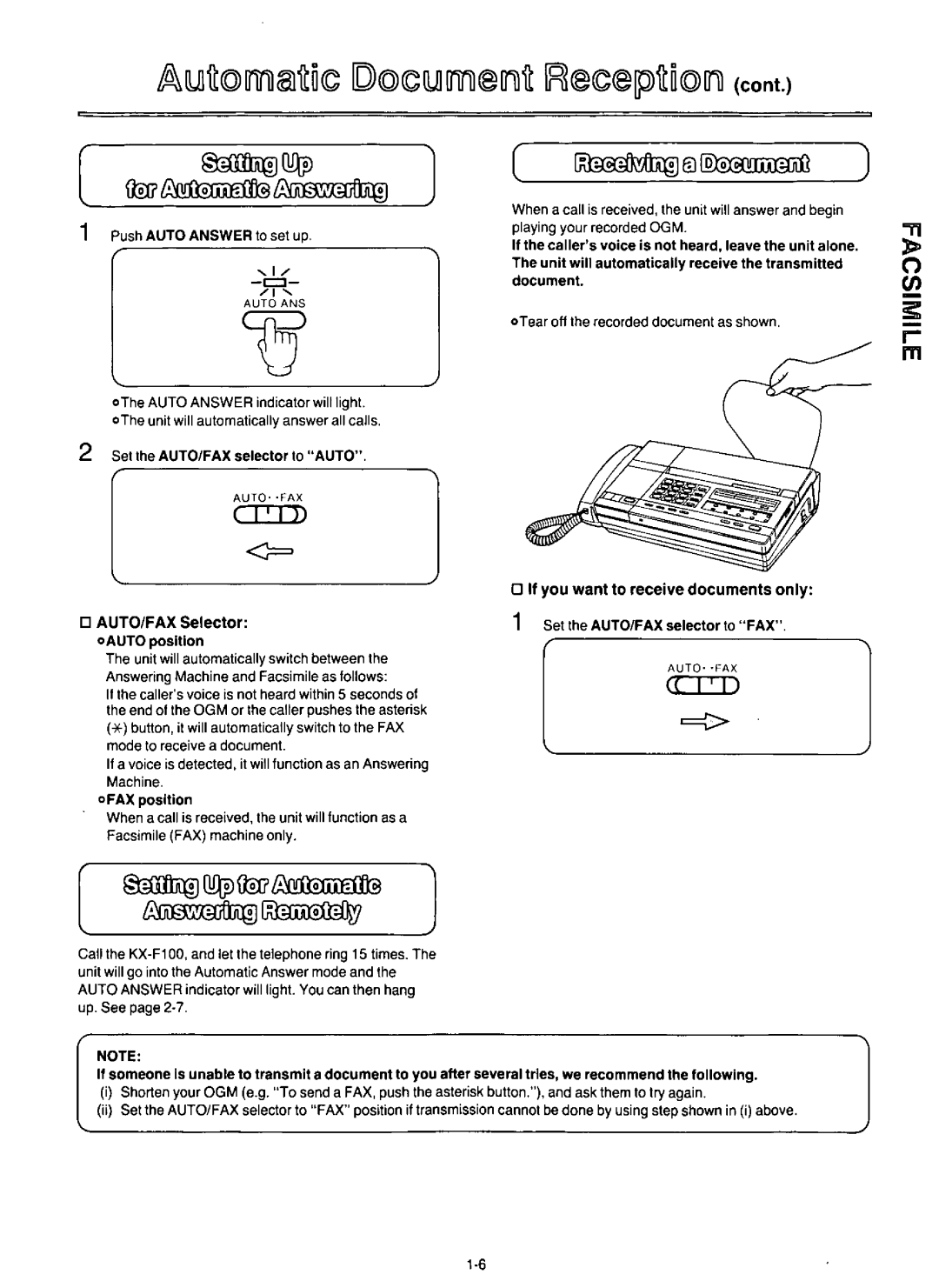 Panasonic KX-F100 manual 