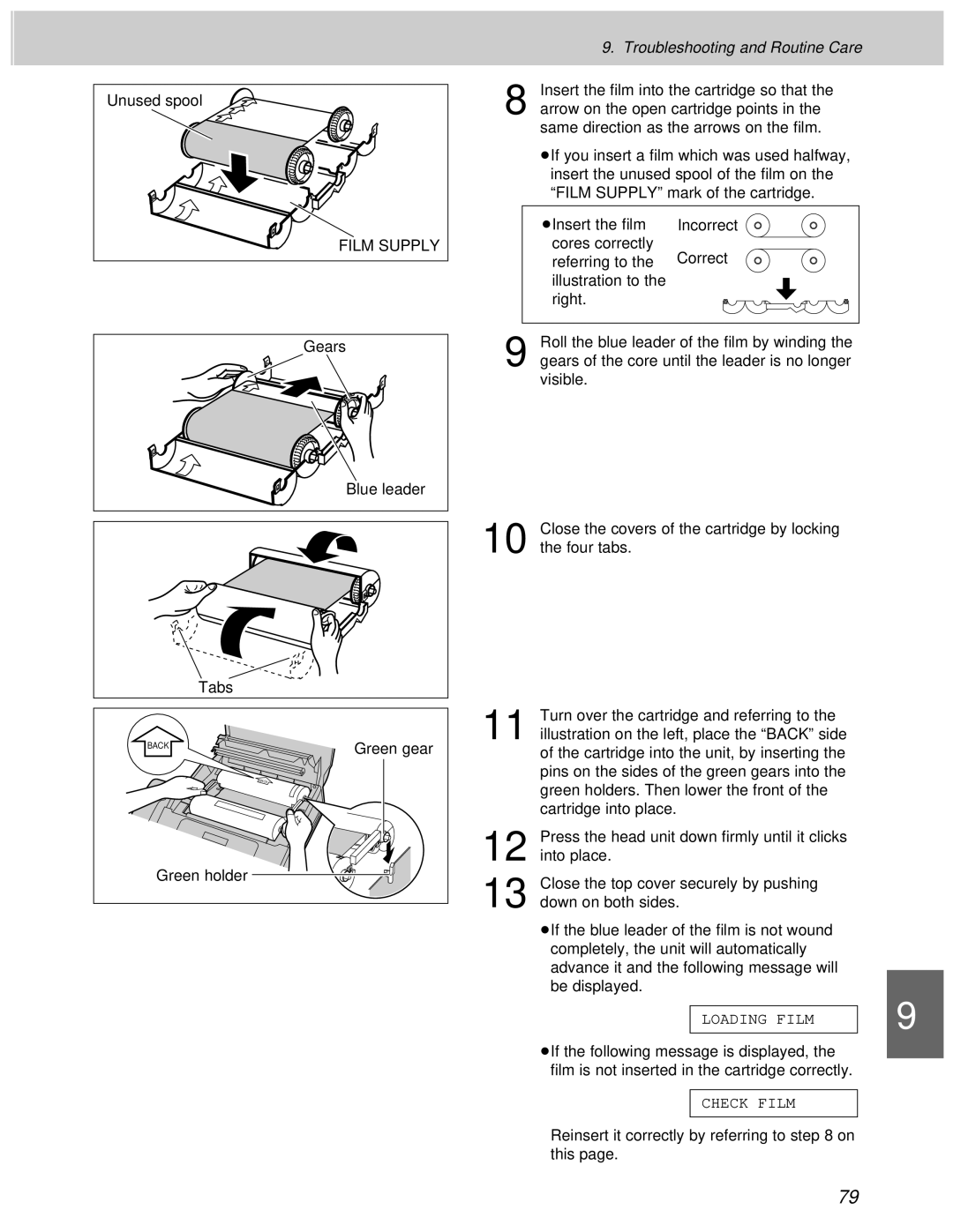 Panasonic KX-F1100AL, KX-F1000AL manual Film Supply 