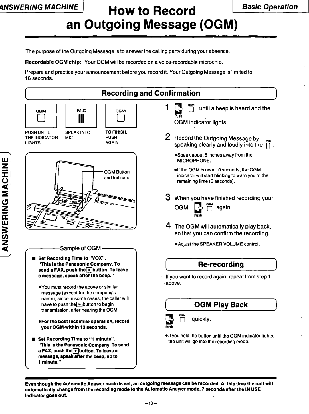 Panasonic KX-F115 manual 