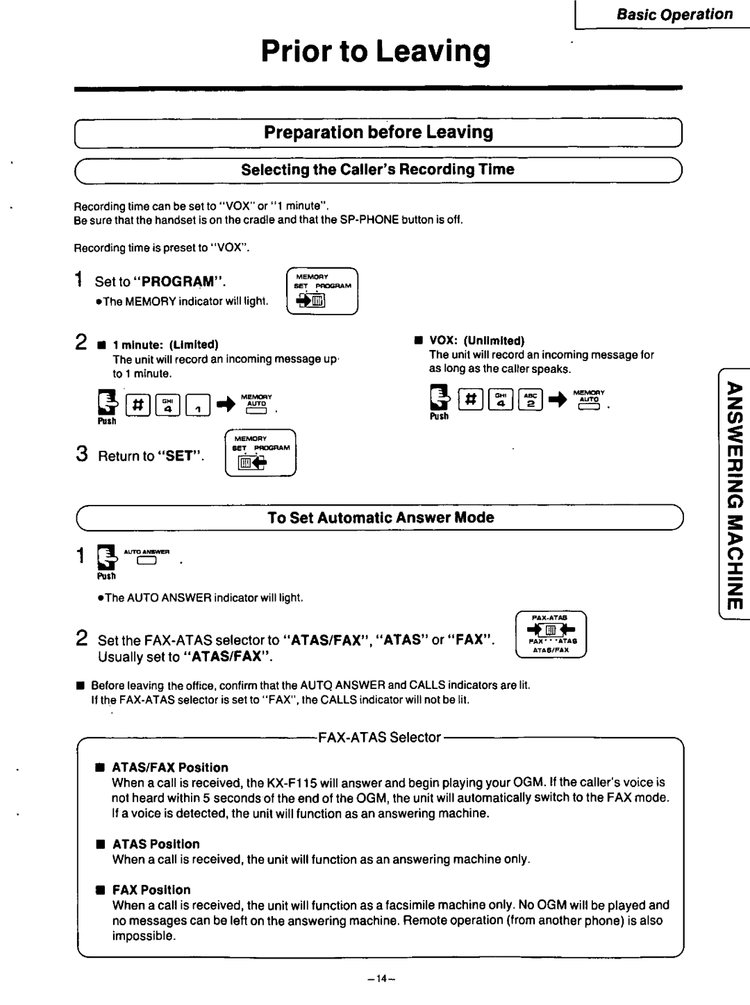 Panasonic KX-F115 manual 