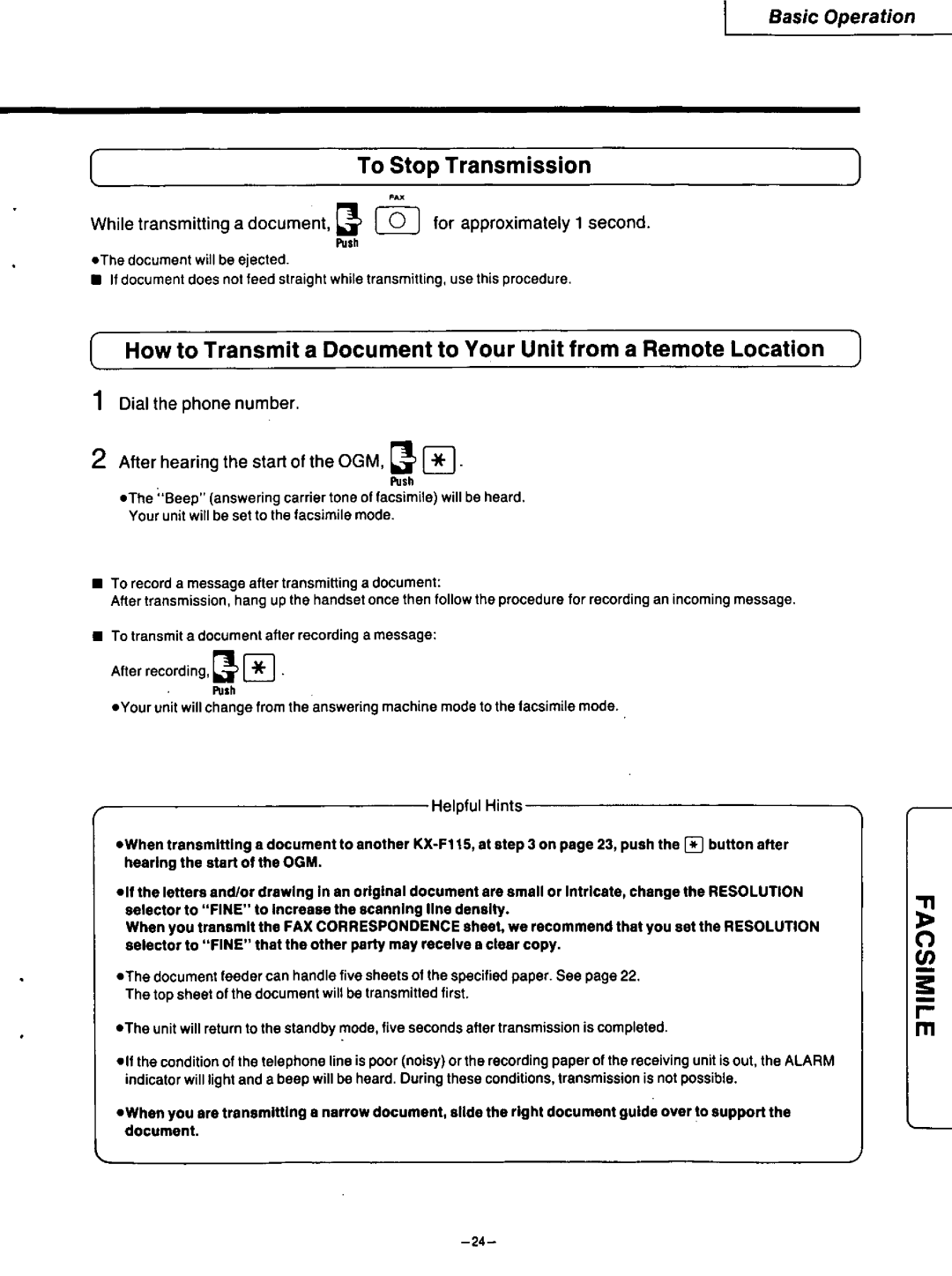 Panasonic KX-F115 manual 