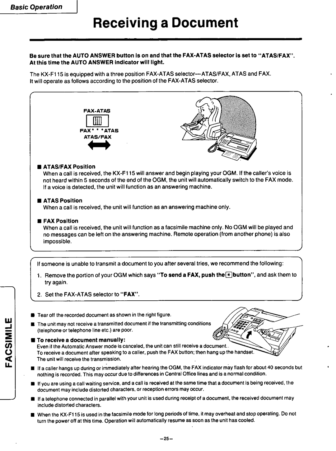 Panasonic KX-F115 manual 