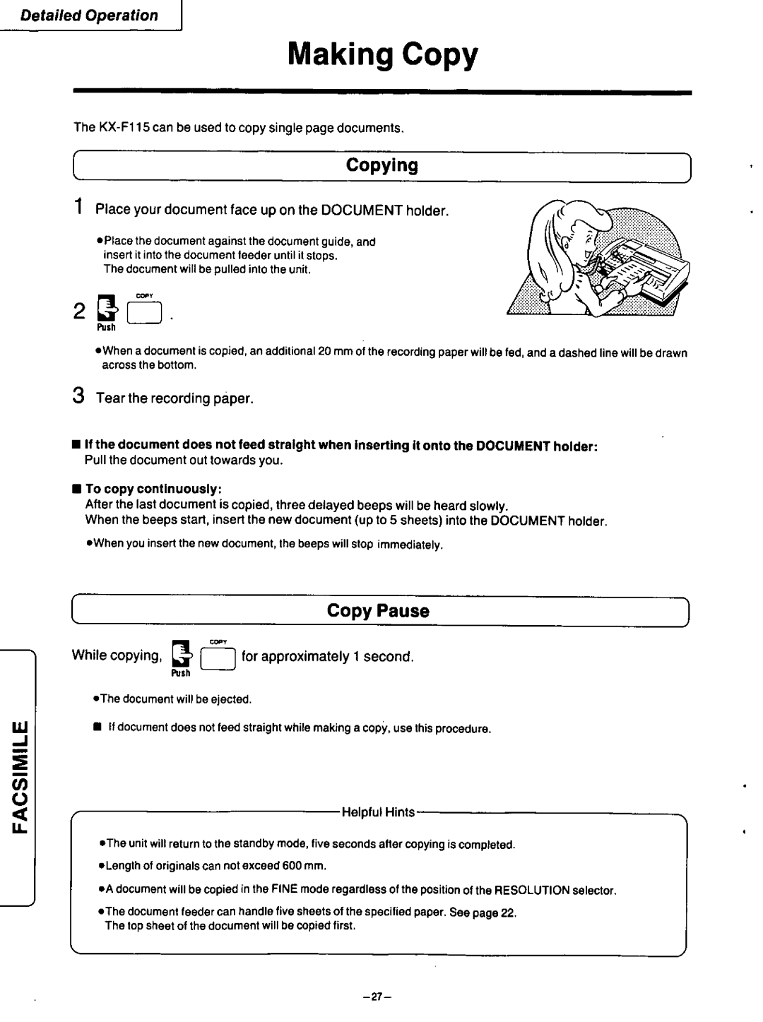 Panasonic KX-F115 manual 