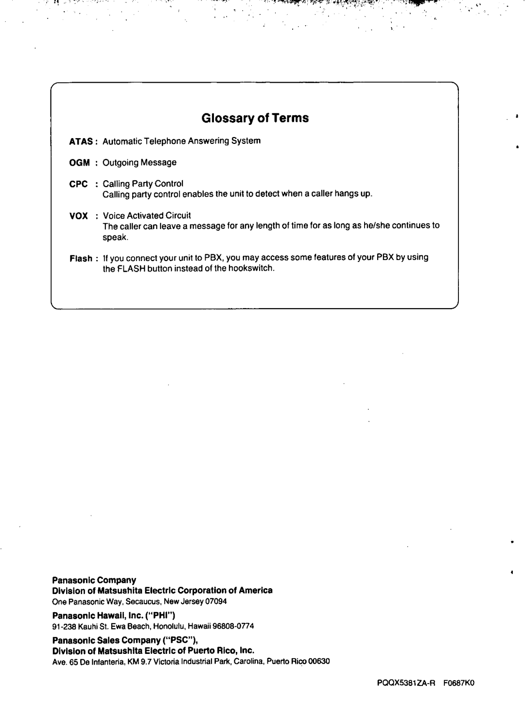 Panasonic KX-F115 manual 