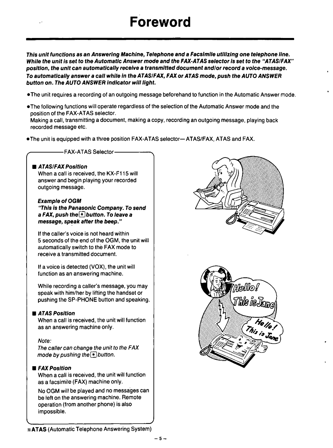 Panasonic KX-F115 manual 