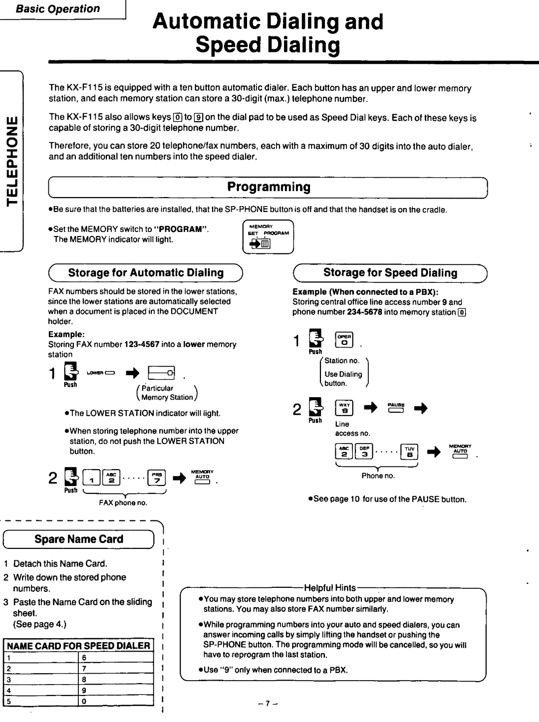 Panasonic KX-F115 manual 