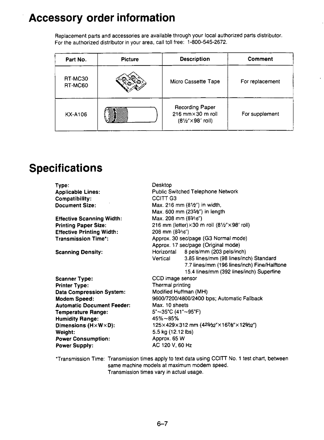 Panasonic KX-F195 manual 