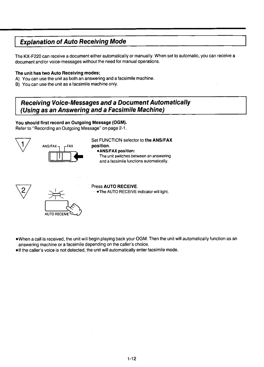 Panasonic KX-F220 manual 